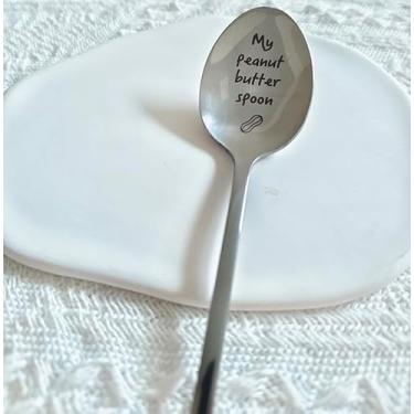 Imagem de Colher de manteiga de amendoim para mulheres, homens, colheres de presente para mãe, neto, manteiga de amendoim, presentes engraçados de aço inoxidável gravada para colheres de café e chá