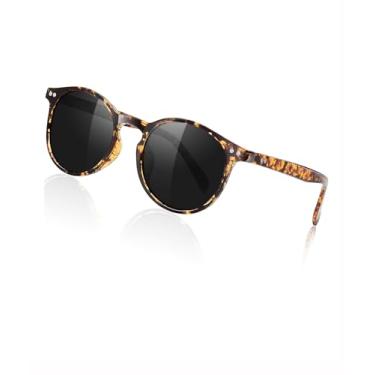 Imagem de Óculos de sol redondo polarizado feminino masculino moderno retrô para dirigir SY6032, Armação tartaruga | Lente preta, Standard