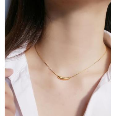 Imagem de Colar de ouro para mulheres, colar com pingente de zircônia cúbica banhado a ouro 18K, joias delicadas de aço inoxidável, presentes de aniversário dos namorados para ela, lindos e delicados colares