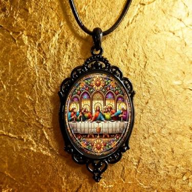 Imagem de Colar com pingente de vidro gótico para mulheres, sol e lua, estilo punk, vintage, corrente de corda de camafeu lunar, acessórios de bruxa, joias modernas, dia dos namorados, standard, Liga de aço