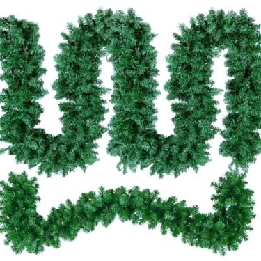 Imagem de Festão de Natal Aramado Antichamas 2,70m x 25cm – 180 Galhos Grossos para Decoração de Natal, Guirlandas, Escadas, Lareiras e Portas (1 Unidade)