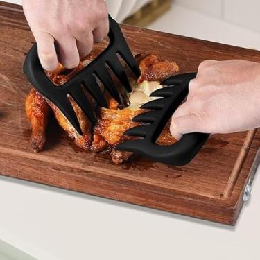 Imagem de 1 par de garras trituradoras de carne - acessórios para defumador de churrasco - Ferramenta de carne de porco desfiada - presentes de elefante branco para grelhar para homens - preto