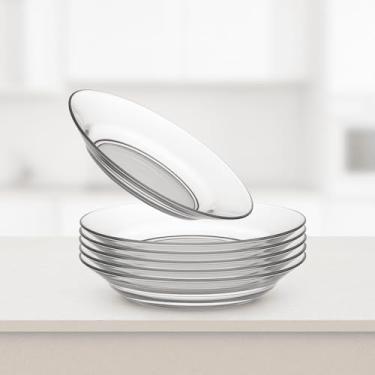 Imagem de Conjunto 5 Pratos de Vidro Grosso | Design Moderno | Compatível com Lava-Louças