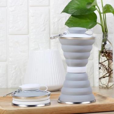 Imagem de Copo de silicone portátil dobrável, portátil, copo de café dobrável de silicone à prova de vazamento, caneca de viagem resistente a altas temperaturas ao ar livre, caminhadas, acampamento, escritório