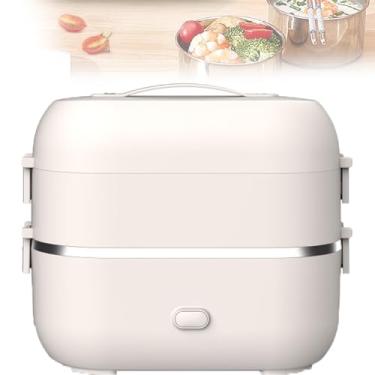 Imagem de Marmita Térmica,Panela de Arroz Mini de Camada Dupla Independente de Grande Capacidade (2L),Material em Aço Inoxidável,Design 3 em 1 para Carro,Caminhão e Escritório