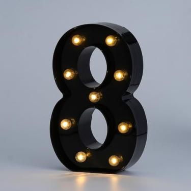 Imagem de Letras numéricas decorativas com luzes de LED, letreiro de plástico preto, sinal de luzes de aniversário, festa de aniversário, decoração de casamento (8)