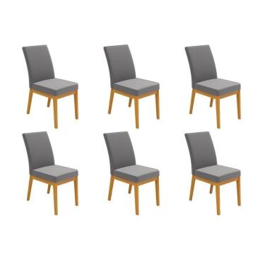 Imagem de Cadeira Sala De Jantar Isadora Kit 6 Un Ipe/suede Lunar Grafite - Dj Móveis