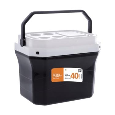 Imagem de Caixa Térmica Coller para Bebidas Grande 40 Litros com Alça de Transporte Capacidade para 60 Latas e Suporte para Copos (Preto)