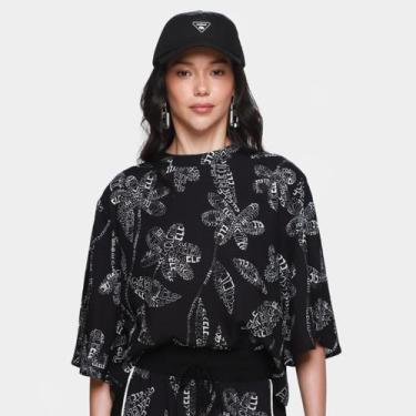 Imagem de Blusa CLC Floral Feminina, Preto, Off white, G