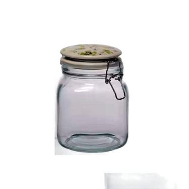 Imagem de Pote De Vidro Tampa Hemética Em Cerâmica 780 Ml