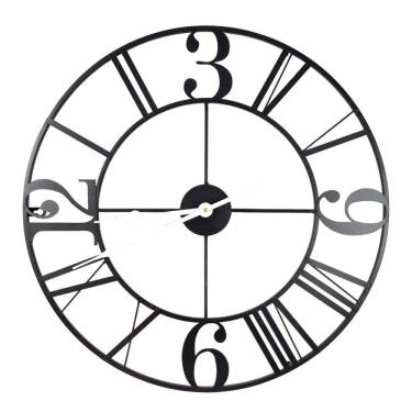 Imagem de Relógio De Parede Metal Preto 60Cm Redondo Decorativo