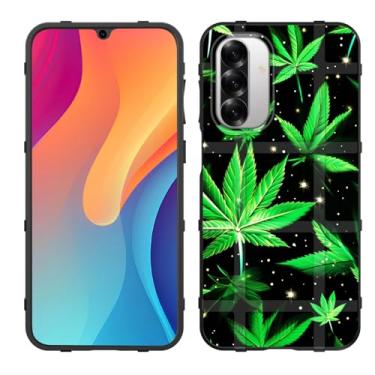 Imagem de GFEWYTJYJ Capa para Galaxy A17 5G, capa protetora de borracha macia TPU flexível com absorção de choque para Samsung Galaxy A17 5G 6,7 polegadas 2025, folhas de maconha