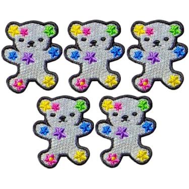 Imagem de Ranger Return Conjunto 5 de mini urso pequeno fofo boneca animal floresta desenho infantil pequeno decalque decorativo reparo saco de roupas aplique ferro costurado em adesivos bordados (BEAR-DOLL-01