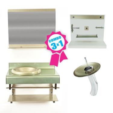 Imagem de Combo 3 em 1 - Gabinete 70cm Espanha + Torneira Ibiza + Kit Banheiro J