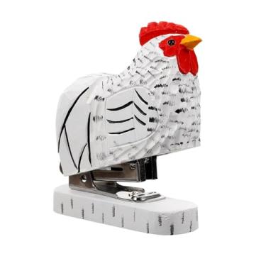 Imagem de Esquirla Grampeador de madeira em formato de animal, estatueta artística portátil em miniatura, divertida, grampeador manual para uso doméstico, para, Forma de Galo