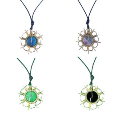 Imagem de Colar Mandala, Latão, Pedra Natural, Artesanal, Feito à mão (Agatha Azul)