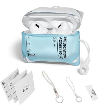 Imagem de ZZTLHDS Capa para AirPods compatível com Music Drip, compatível com AirPods Pro 1/2 e AirPods 4rd, capa protetora antiqueda de silicone líquido com cordão (AirPods 4-azul)