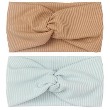 Imagem de 2 peças de faixa elástica infantil de borda larga confortável para acessórios de cabelo de bebê, todas as estações, faixa de cabelo moderna