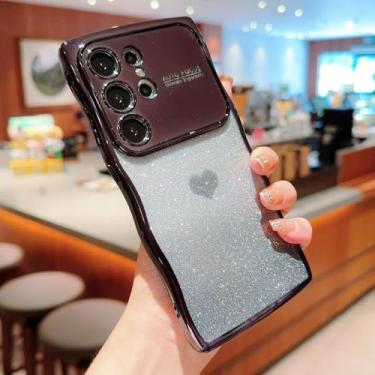 Imagem de Capa de celular Love Glitter Wave com janela grande para Samsung Galaxy S25 S24 S23 S22 Ultra Plus S23 FE S24 FE S25 Edge 5