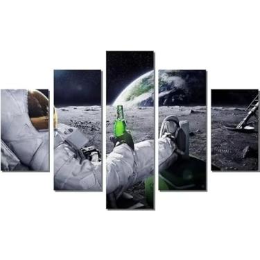 Imagem de Kit quadro decorativo 5 peças 95x60cm Fotos De Astronautas