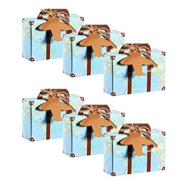 Imagem de Bakbania 50 caixas de doces mini mala caixas de doces para lembrancinhas de festa caixas de lembrancinhas de casamento temáticas de viagem para decorações de festa