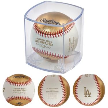 Imagem de Rawlings | Campeões oficiais da World Series 2025 Los Angeles Dodgers | Bola WS Champs | Campeões de couro branco/dourado