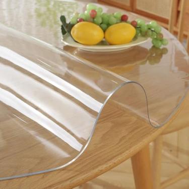 Imagem de Easy Easy Life Protetor de mesa redonda transparente de 40,6 cm, protetor de mesa de 1,5 mm de espessura para sala de jantar, capa de toalha de mesa de plástico PVC impermeável, capa de toalha de mesa
