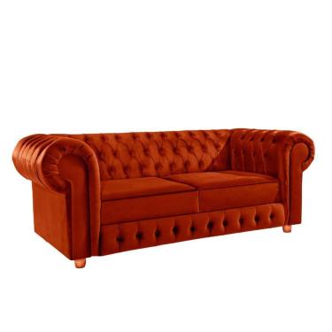 Imagem de Namoradeira Chesterfield Bourbon 3 Lugares Via Encanto Veludo Cobre