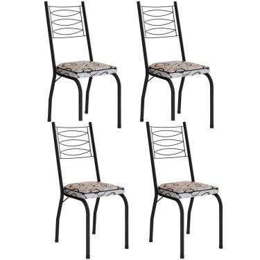 Imagem de Kit 4 Cadeiras Aço Carbono Tubular Metálica Acabamento D-25 Luana Preto-cedro