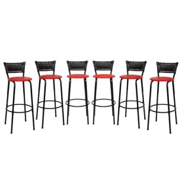 Imagem de Conjunto Premium Cadeiras Banquetas Bancos Gourmet Bistrô Americana Bancada Bar 6 Unidades - Itagold (Vermelho)