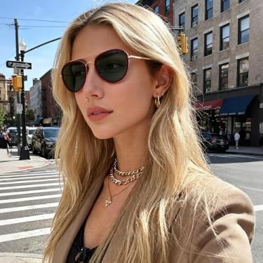 Imagem de Óculos de sol aviador para mulheres e homens, óculos de sol retrô para dirigir ao ar livre, proteção UV, Vermelho A