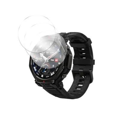 Imagem de FJIASTB Protetor de tela para Smart Watch Amazfit T-Rex 3 Pro 48 mm para ambientes externos, filme de vidro temperado 9H, antiarranhões, anti-impressões digitais, alta sensibilidade, pacote com 3
