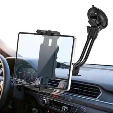 Imagem de JUBOR Suporte de tablet para para-brisa e painel de carro, suporte universal para iPad com ventosa para carro e caminhão, suporte de painel de iPad com pescoço de ganso de 12,2 polegadas para todos os