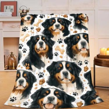Imagem de Bernese Mountain Dog Cobertor para cães fofos presentes para mulheres meninas cobertor para amantes de cães lã felpudo macio flanela Bernese Mountain Dog pelúcia quente roupa de cama para crianças