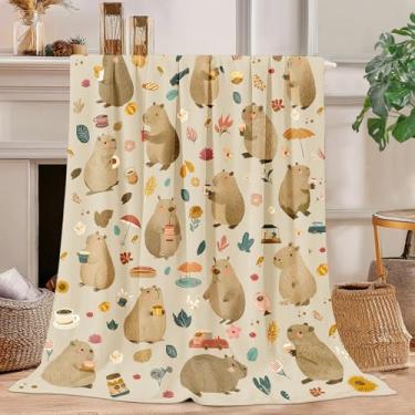 Imagem de Manta Capivara Capivara Cobertor Super Macio Pelúcia Flanela Presentes para Meninos Meninas Homens Mulheres Amantes Adultos Coisas para Sofá Cama Decoração de Quarto 101 x 127 cm