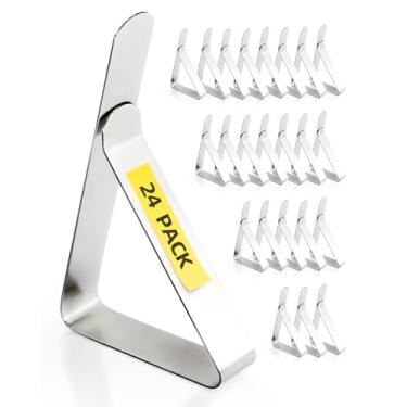 Imagem de Pacote com 24 clipes de toalha de mesa – Clipes de mesa de piquenique resistentes, grampos de cobertura de toalha de mesa de aço inoxidável, suportes de toalha de mesa ideais para tendas de