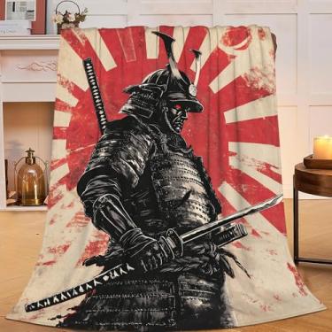 Imagem de Cobertor de samurai japonês, cobertor de flanela guerreiro asiático, buxido japonês, felpudo, supermacio, aconchegante, quente, decoração, presentes para meninos, meninas, adultos, homens, mulheres