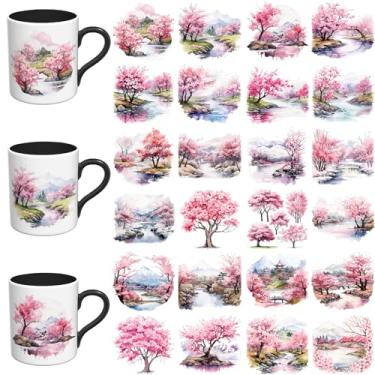 Imagem de Elewins Adesivos UV DTF - 24 folhas lindo cenário UV DTF copo envoltório para canecas de vidro café, decalques DIY para copos, esfregar à prova d'água em transferências para artesanato (aquarela