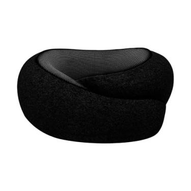 Imagem de Travesseiro de pescoço leve de viagem para aviões: Almofada de espuma viscoelástica confortável para viagens de voo longo, Preto, Large