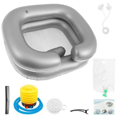 Imagem de Tigela de xampu inflável para pia, tigela de xampu inflável dobrável e confortável à prova d'água para lavar o cabelo em casa (A)