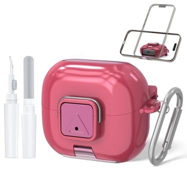 Imagem de Capa com trava segura para Galaxy Buds 3 FE (2025)/Galaxy Buds 3 Pro (2024) | Design de suporte de telefone | TPU macio | Capa protetora à prova de choque para fones de ouvido Samsung Buds 3 com