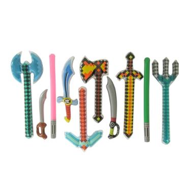 Imagem de Treasure Gurus 10 peças infláveis para crianças, espadas flutuantes, armas aquáticas, brinquedos infláveis, boias de piscina, lembrancinhas de festa, decoração de aniversário
