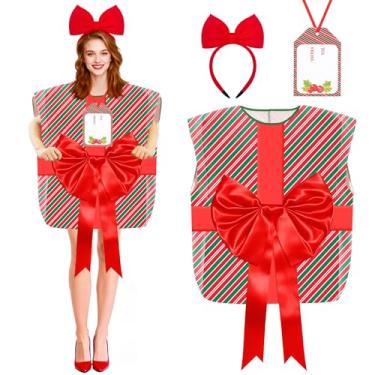 Imagem de HTPARY Christmas Gift Box Costume Set for Women Adult Santa Claus Present Cosplay Outfit with Gift Card Accessories Party Dess Up