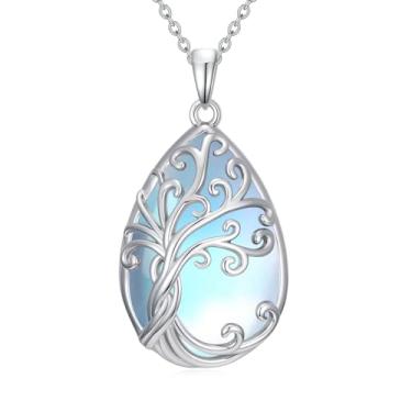 Imagem de IMZM Colar de pedra da lua para mulheres, coração, infinito, árvore da vida, pingente de cruz, joia de pedra da lua, presente de aniversário para esposa, namorada, mãe, ela, Large, Base, Sem Pedra