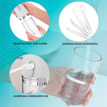 Imagem de Higienizador Bucal Recarregável Com 4 Bicos Limpeza Dental - Relet