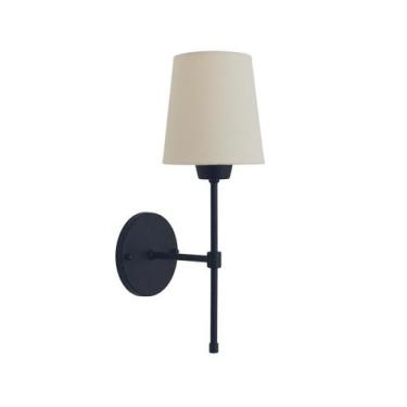 Imagem de Arandela Tocheiro Preto Com Cúpula Tecido Cru. Cor:Preto - Mv Iluminac