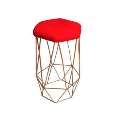 Imagem de Banqueta Aramada Vermelha Base Ferro Rose Gold Web Shop - Web Shop Mov