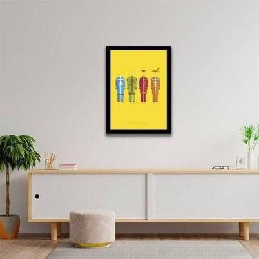 Imagem de Quadro Ilustração Beatles Amarelo 24X18Cm - Com Vidro - Quadros On-Lin