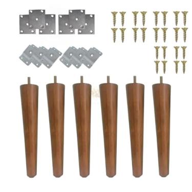 Imagem de Kit Pés Palito 30cm Madeira Para Móveis + Suporte + Parafusos Sofá Poltrona Puff (+ Suporte Reto, Unidades, 1)