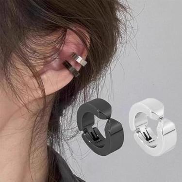 Imagem de 2 peças de argola sem piercing simples clipe masculino feminino punk brincos falsos argola nova joia, 1.2*1.2*0.5 cm, Liga de aço, Sem pedra preciosa